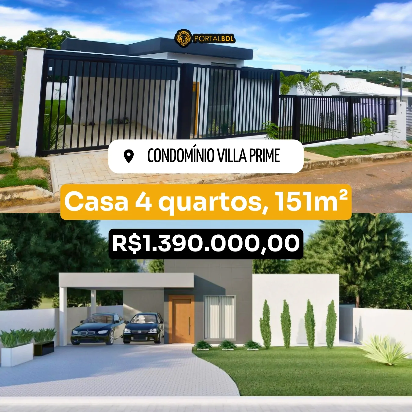 2 Casa Térrea de 151m² com 4 Quartos | Condomínio Residencial Villa Prime